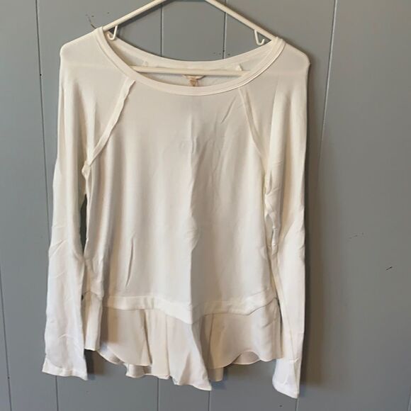 NWT Rebecca Taylor White Longsleeve Terry Silk Top Size Medium - Picture 1 of 4